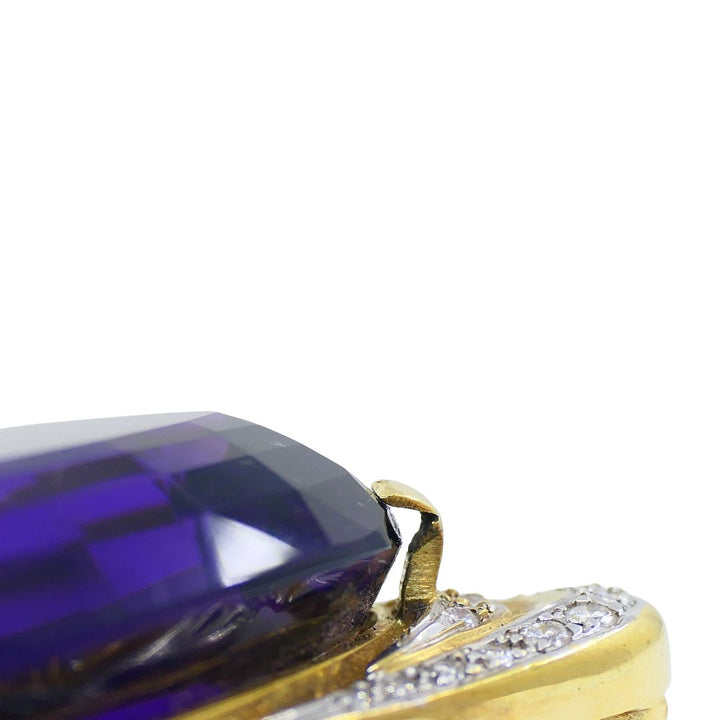 Vintage 18k Two-tone Gold Siberian Amethyst Diamond Pin Brooch