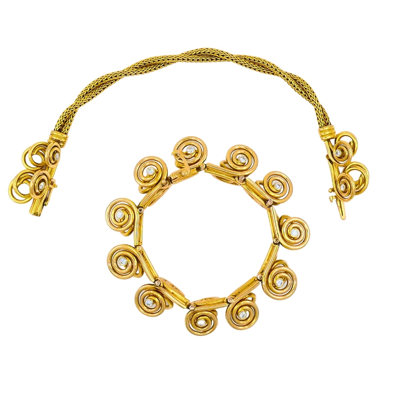 Mellerio dits Meller Gold Diamond Necklace Bracelet