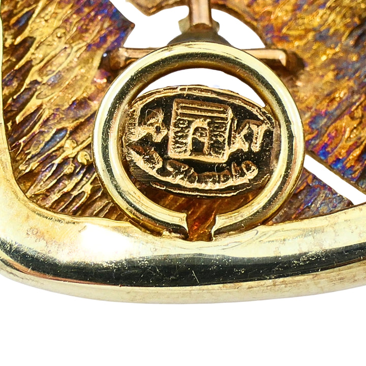Vintage 14k Gold Diamond Earrings Square Cushion Design Clip-On