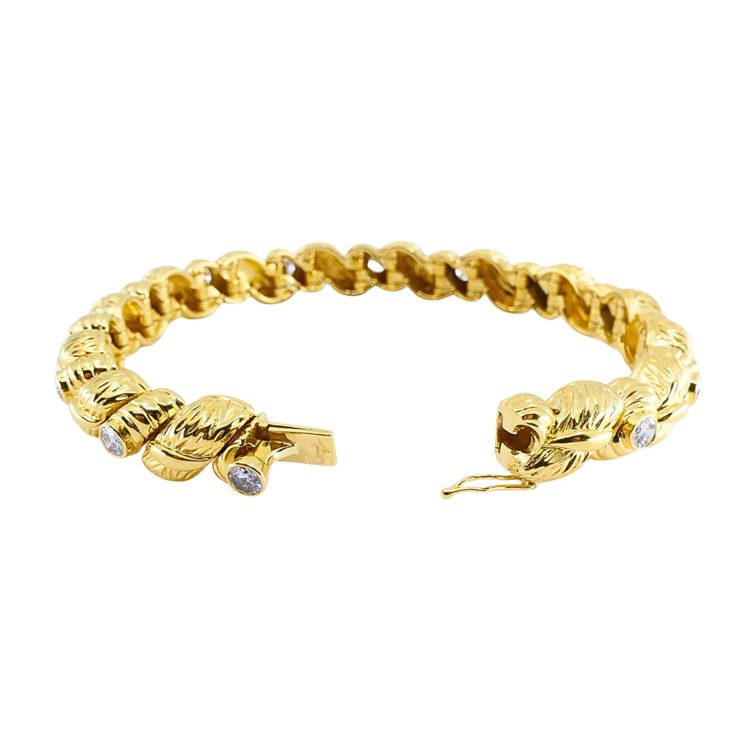 Vintage Van Cleef & Arpels 18k Gold Diamond Leaf Link Bracelet