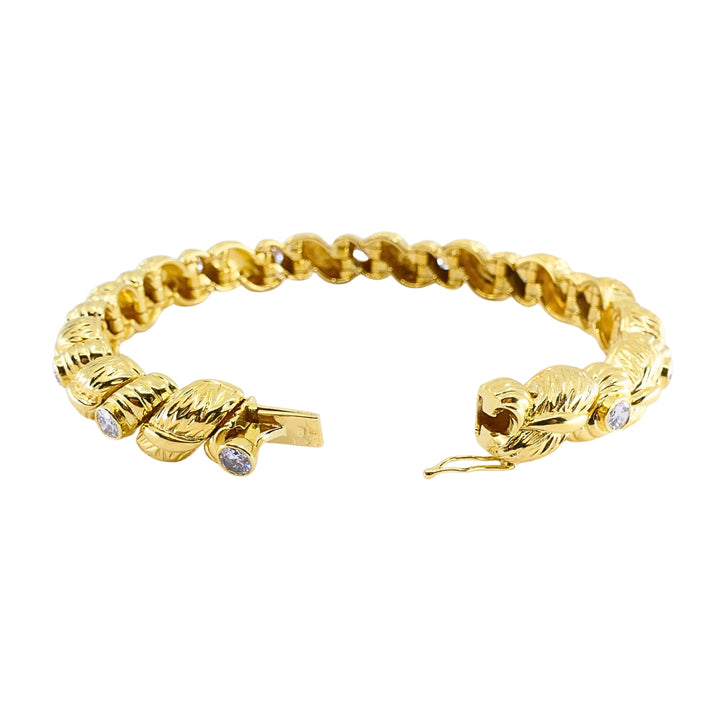 Vintage Van Cleef & Arpels 18k Gold Diamond Leaf Link Bracelet