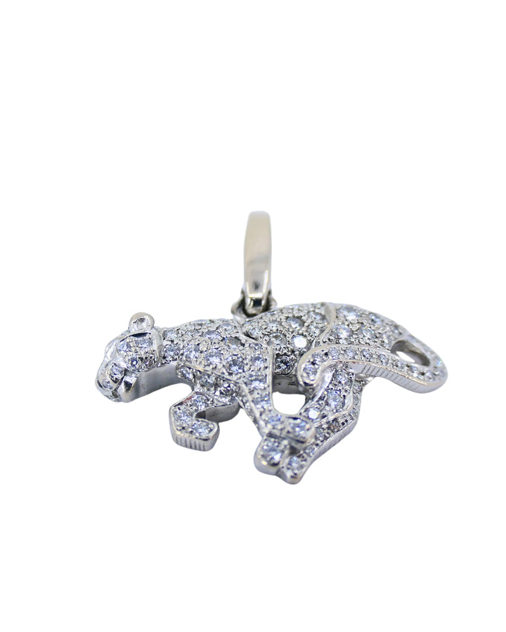 Vintage Cartier Panthere 18k Gold Collar Necklace Diamond Charm