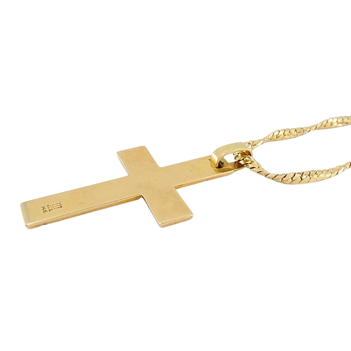 Vintage 14k Gold Cross Pendant Necklace Twisted Chain