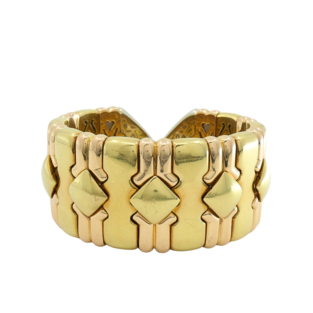 Chopard 18k Gold Multicolor Flexible Diamond Pavé Cuff Bracelet, 1970s
