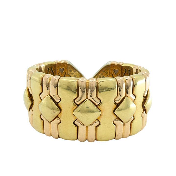 Chopard 18k Gold Multicolor Flexible Diamond Pavé Cuff Bracelet, 1970s