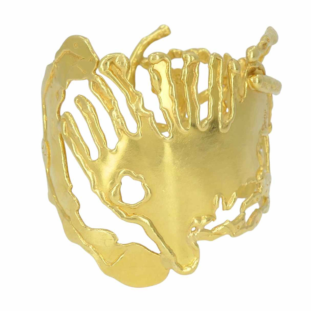 Vintage Jean Mahie 22k Gold Sculptural Cuff Bracelet