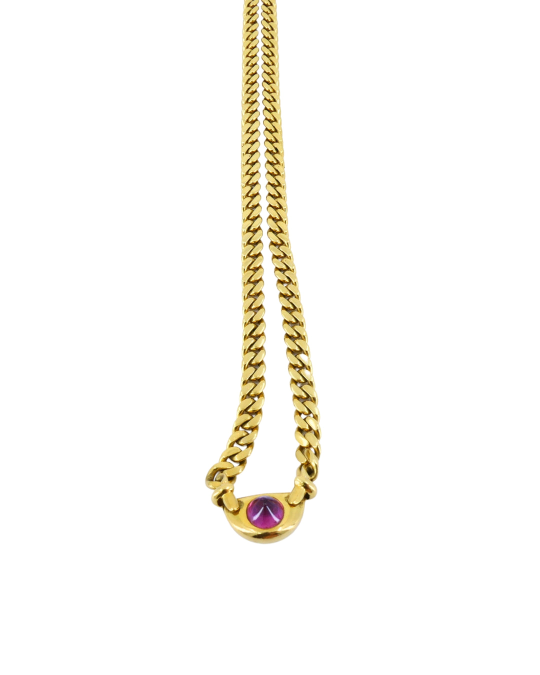 Vintage Bulgari Necklace 18k Gold Gemstones Curblink Chain Necklace,
