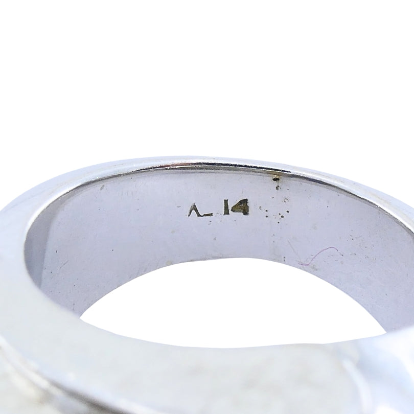 Vintage 14k White Gold Diamond Sapphire Angular Ring
