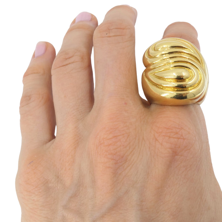 Vintage David Webb 18k Gold Cocktail Ring Sculptural Design