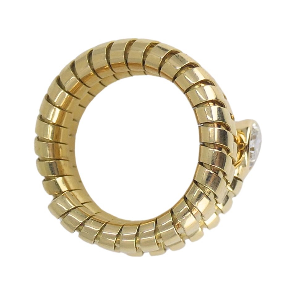 Vintage Bulgari Serpenti Tubogas 18k Gold Diamond Ring