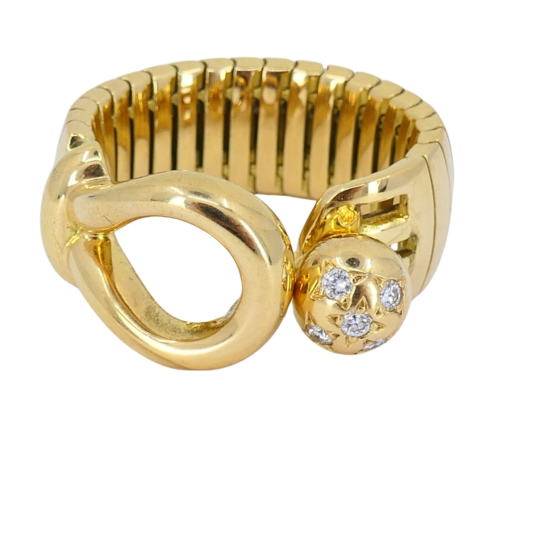 Vintage Chaumet Paris 18k Gold Buckle Ring Diamonds