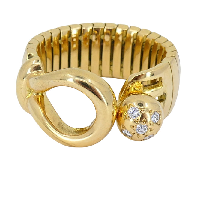 Vintage Chaumet Paris 18k Gold Buckle Ring Diamonds
