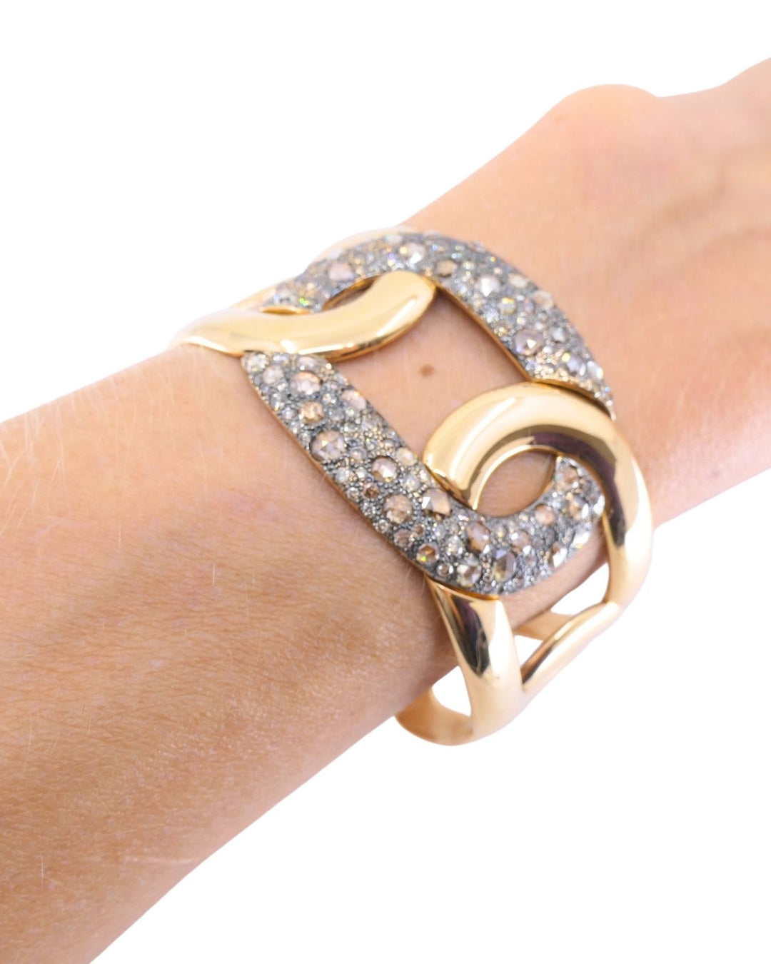 Pomellato Tango 18k Rose Gold Bracelet Brown Diamond Cuff