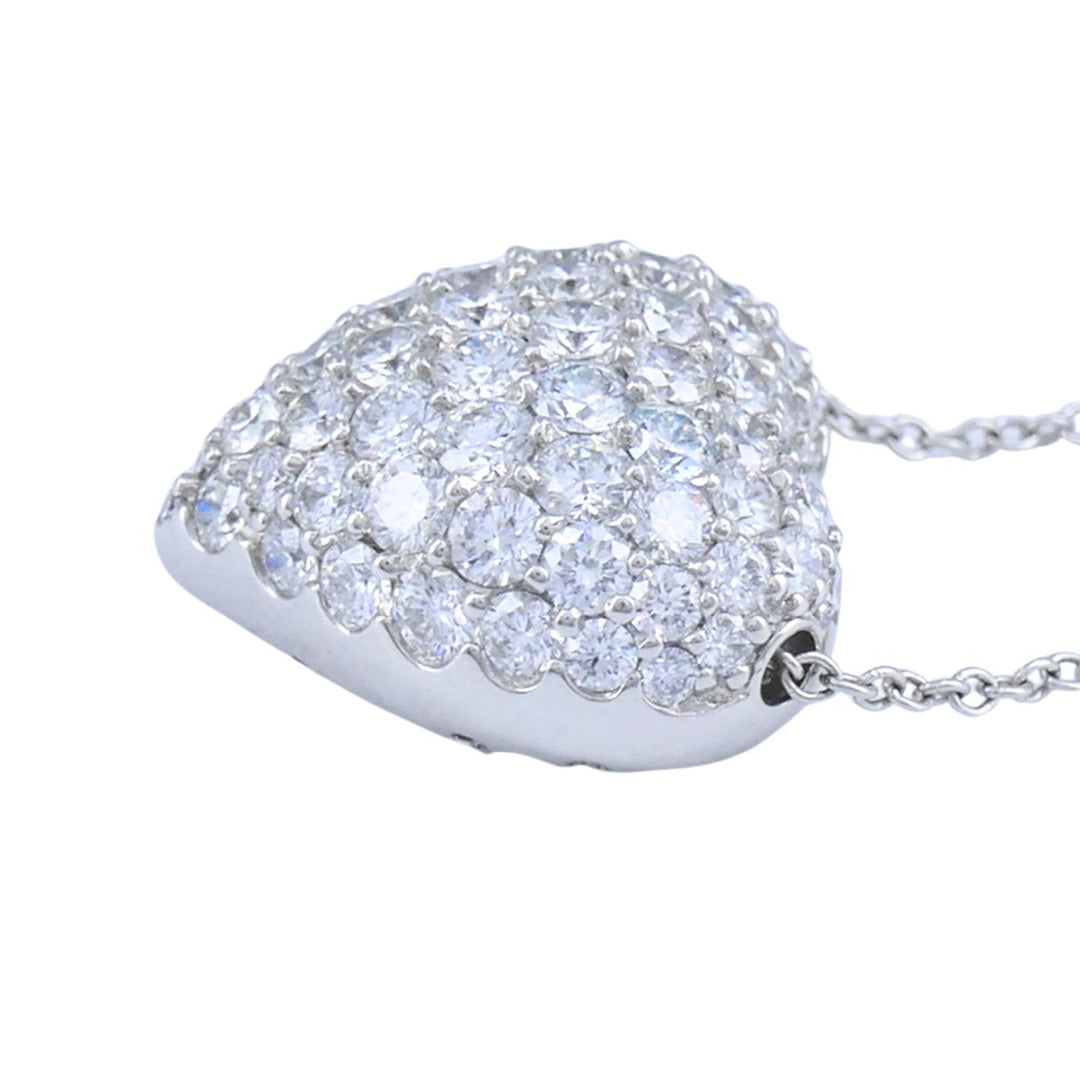 Cartier Pave Diamond Platinum Heart Pendant Necklace