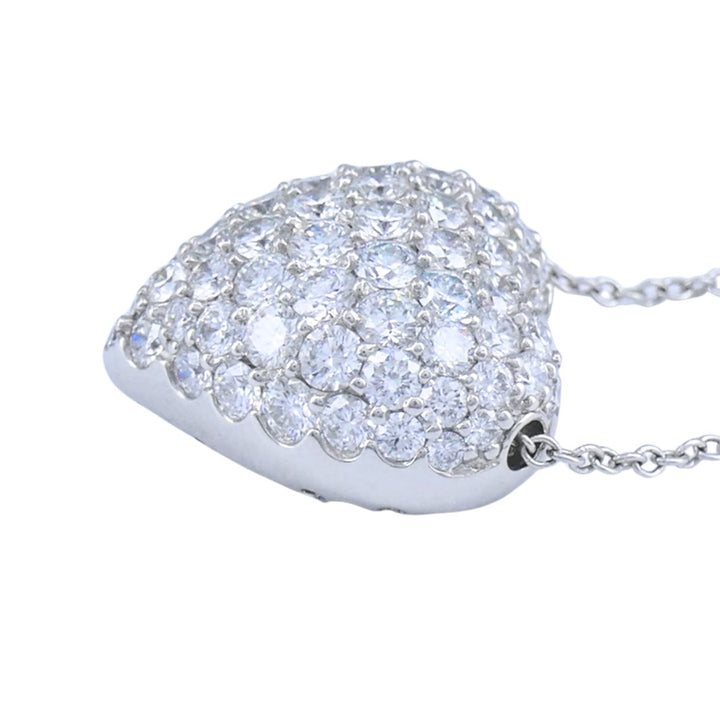 Cartier Pave Diamond Platinum Heart Pendant Necklace
