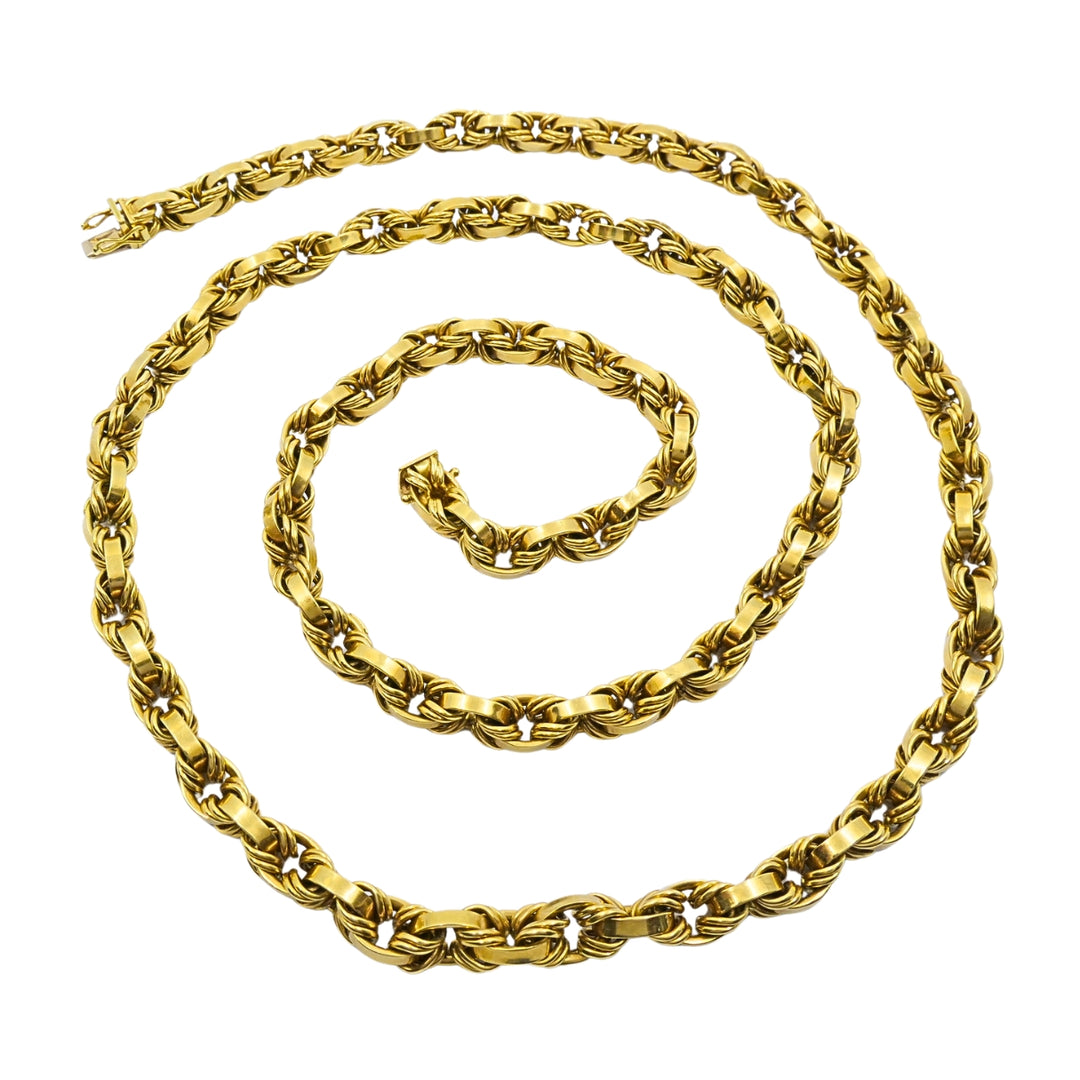 Vintage Italian 18k Gold Arezzo Rope Link Heavy Chain Necklace