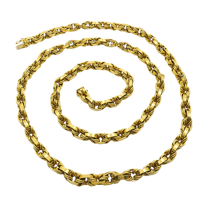 Vintage Italian 18k Gold Arezzo Rope Link Heavy Chain Necklace