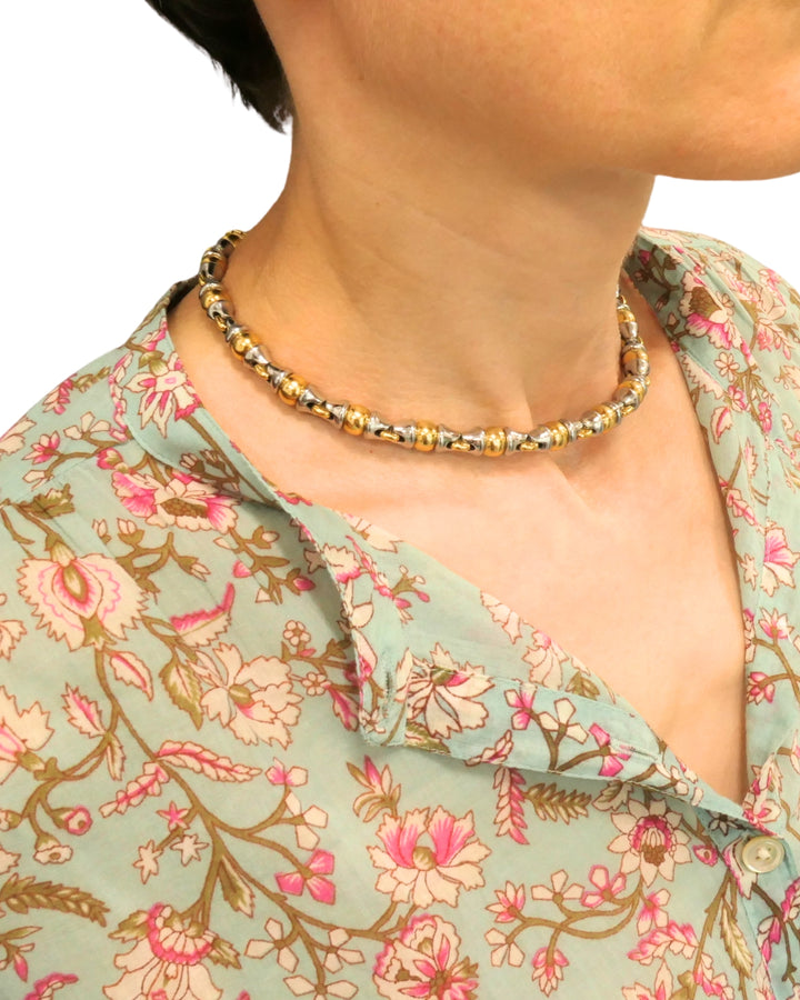 Bvlgari Vintage Bulgari 18k Gold Stainless Steel Collar Necklace