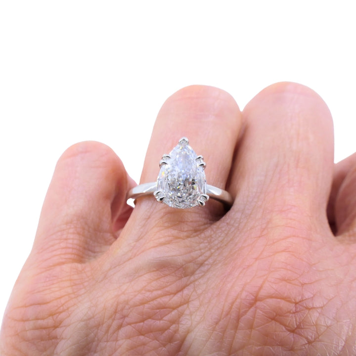 Pear Shaped Diamond Platinum Engagement Ring 1.71 carat GIA D VS2