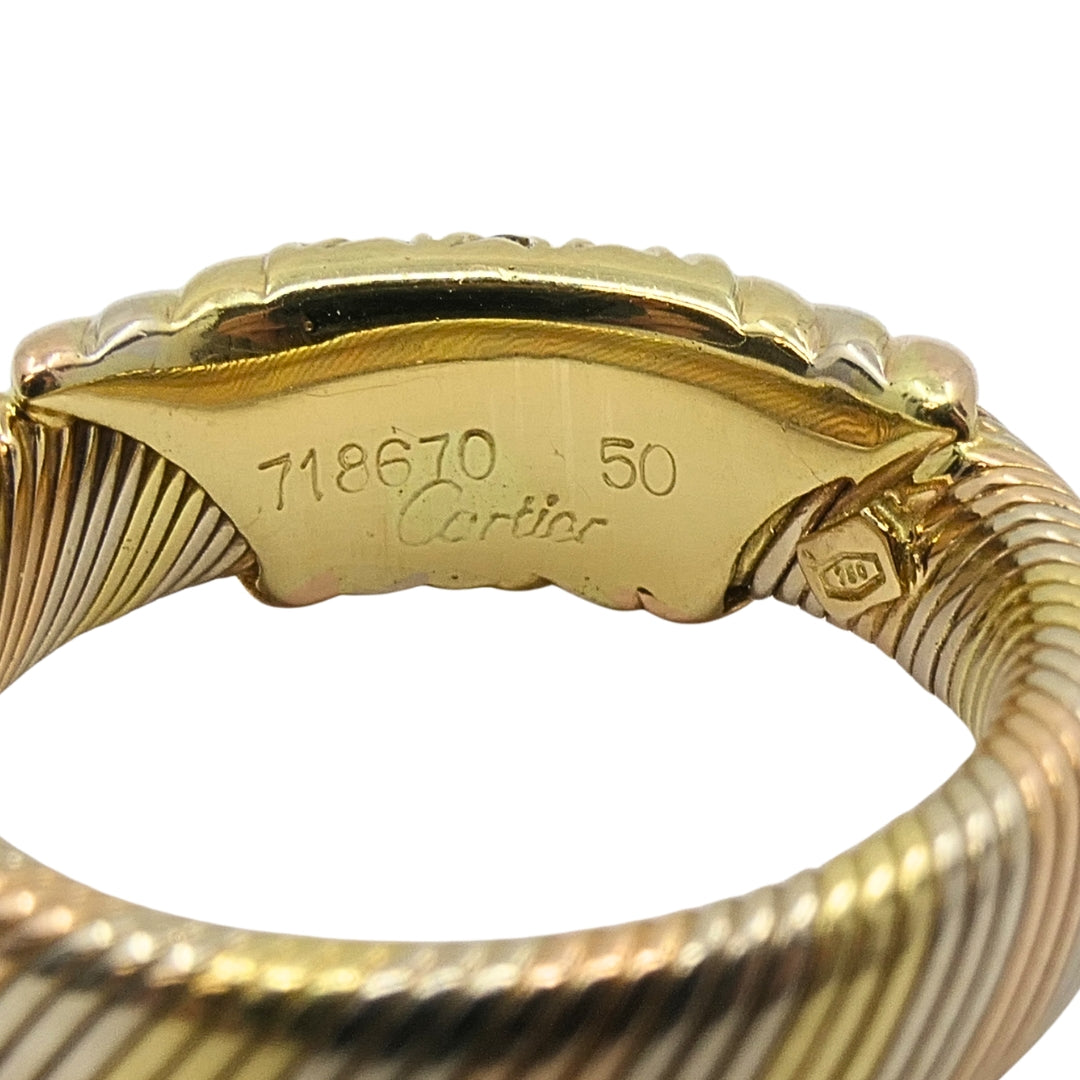 Cartier 18k Tri-Color Gold Diamond Band Ring