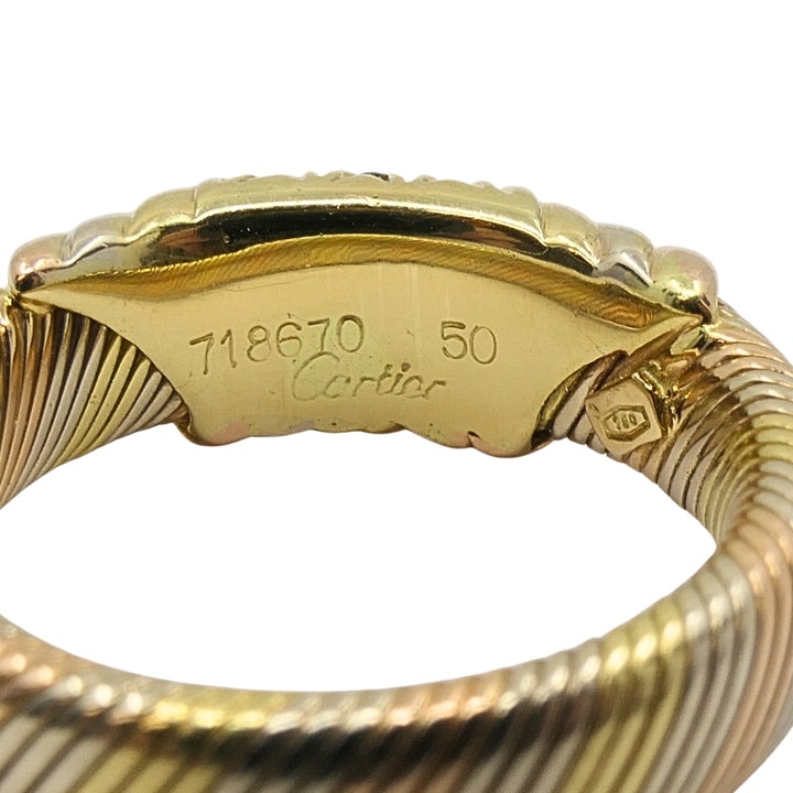 Cartier 18k Tri-Color Gold Diamond Band Ring