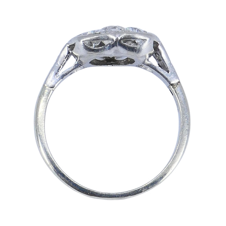 Vintage Art Deco Diamond Heart Cluster Ring 10k Gold Platinum