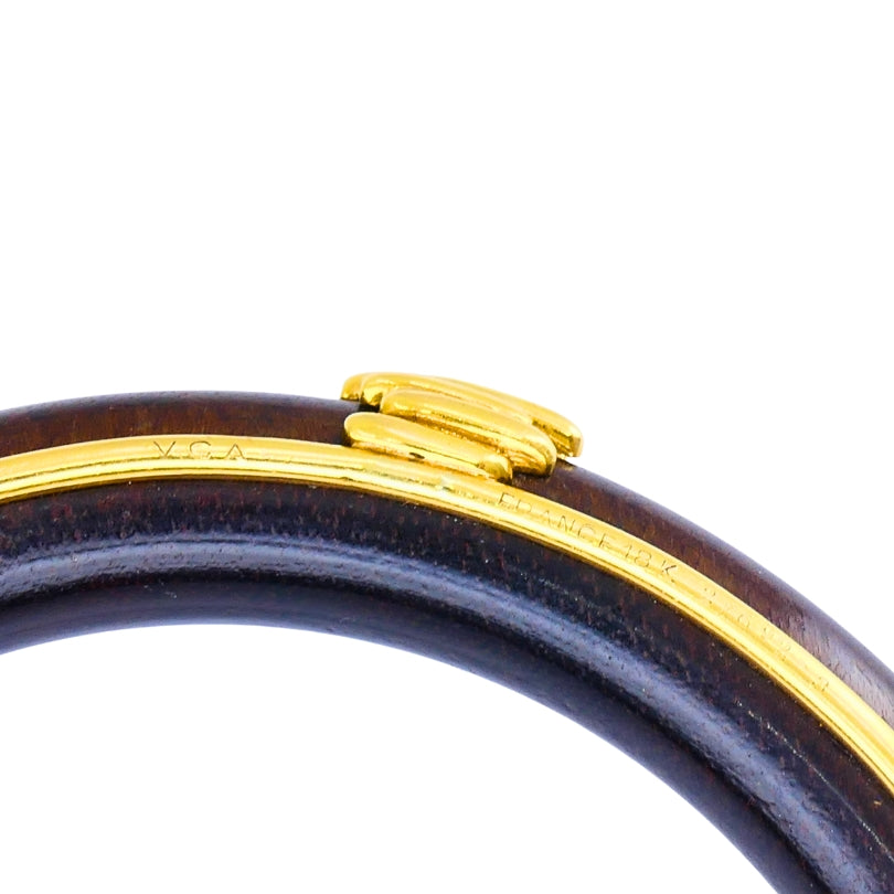 Vintage Van Cleef & Arpels 18k Gold Wood Bangle Bracelet Estate Jewelry