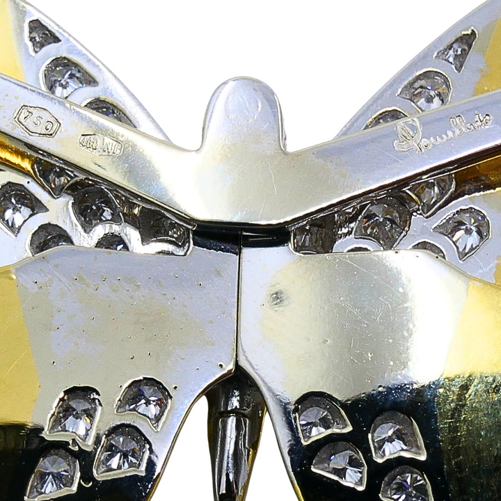 Vintage Pomellato 18k Gold Diamond Butterfly Brooch