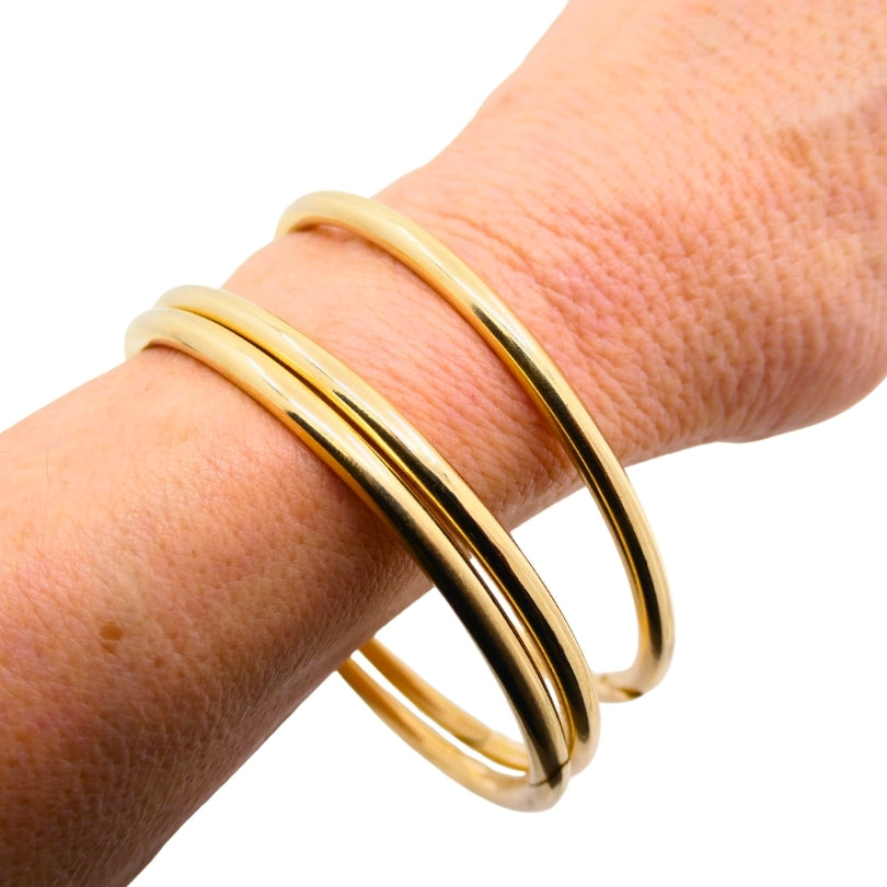 Vintage Cartier Set of Three Bangle Bracelets 14k Gold Estate Jewelry