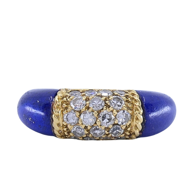 Van Cleef & Arpels Philippine 18k Gold Lapis Lazuli Diamond Ring, 1968