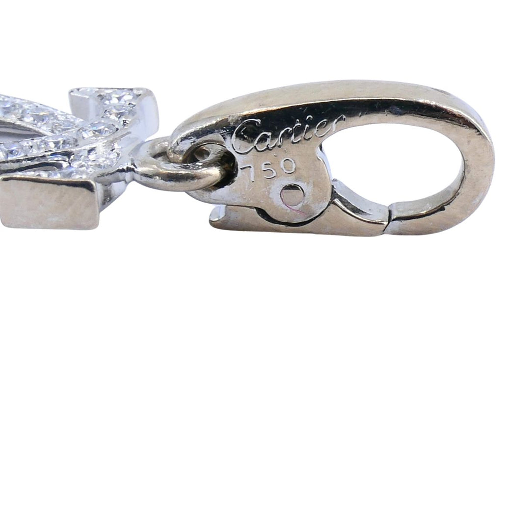 C de Cartier Double C 18k White Gold Diamond Charm Pendant