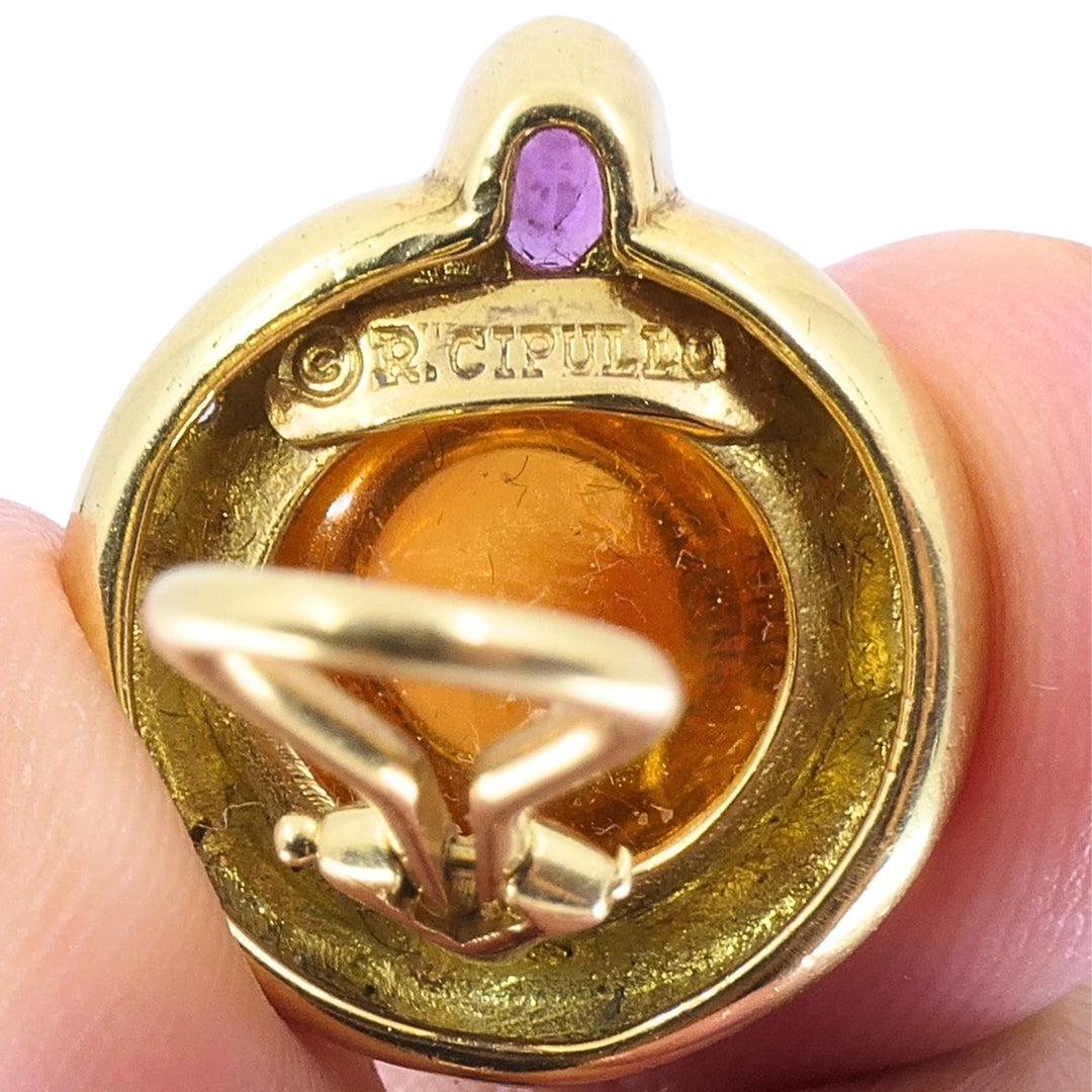 Renato Cipullo 18k Yellow Gold Citrine Diamond Accents Clip-On Earrings