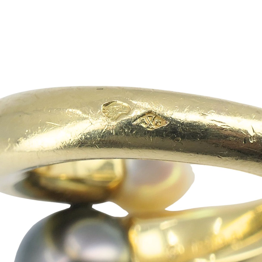 Vintage Cartier Toi et Moi 18k Gold Pearl Bypass Ring