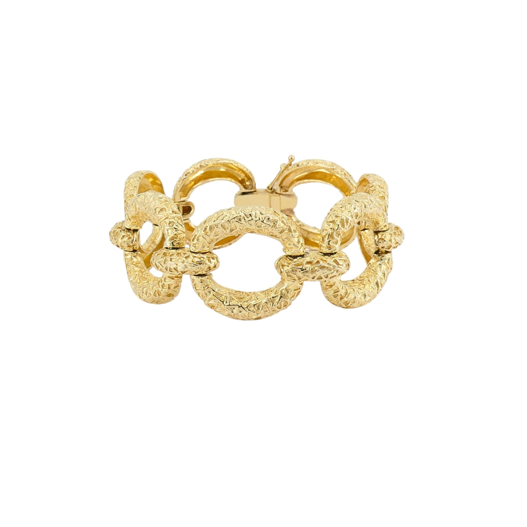 Vintage 14k Textured Gold Link Bracelet Estate Jewelry