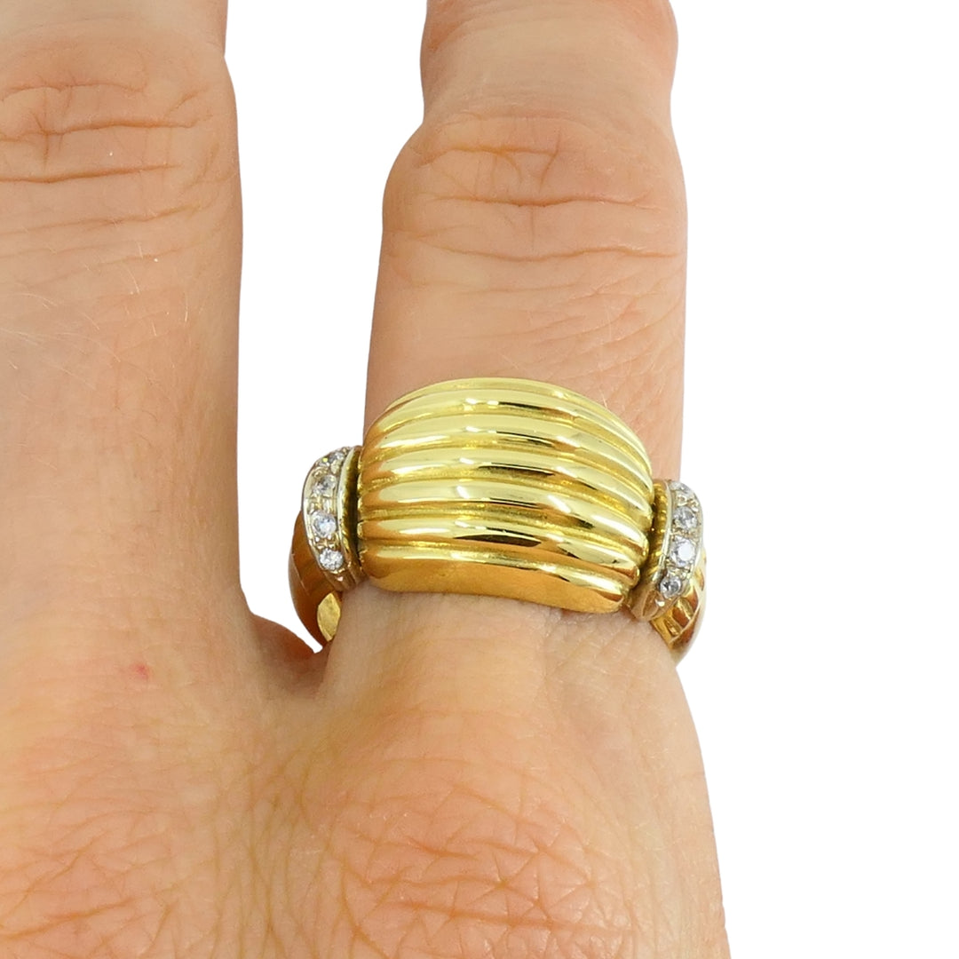 Vintage Gold Ring Diamond French Jewelry Dome Ring