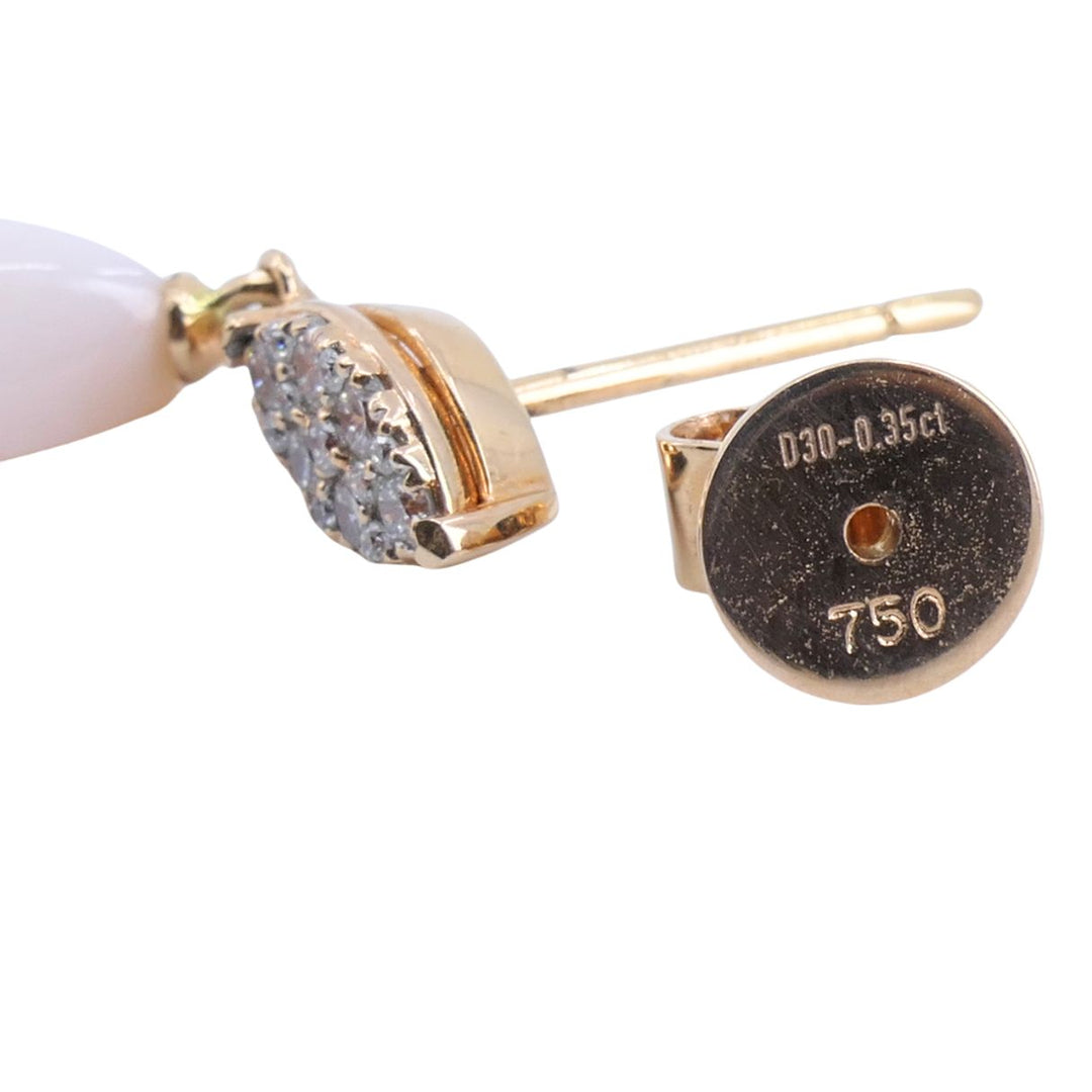 18k Rose Gold Angel Skin Coral Diamond Drop Earrings