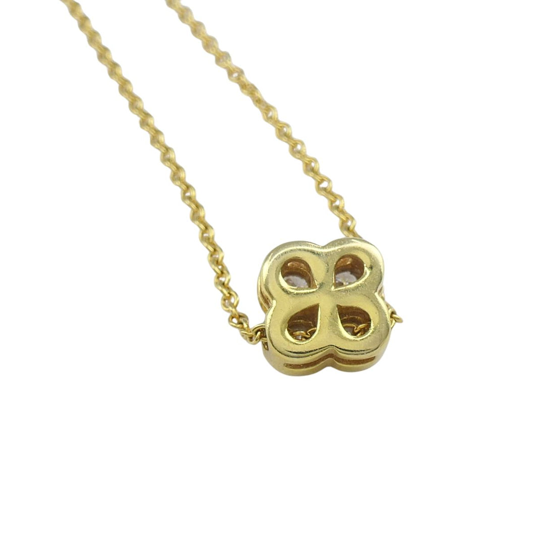 Tiffany & Co. 18k Gold Diamond Clover Flower Pendant Necklace