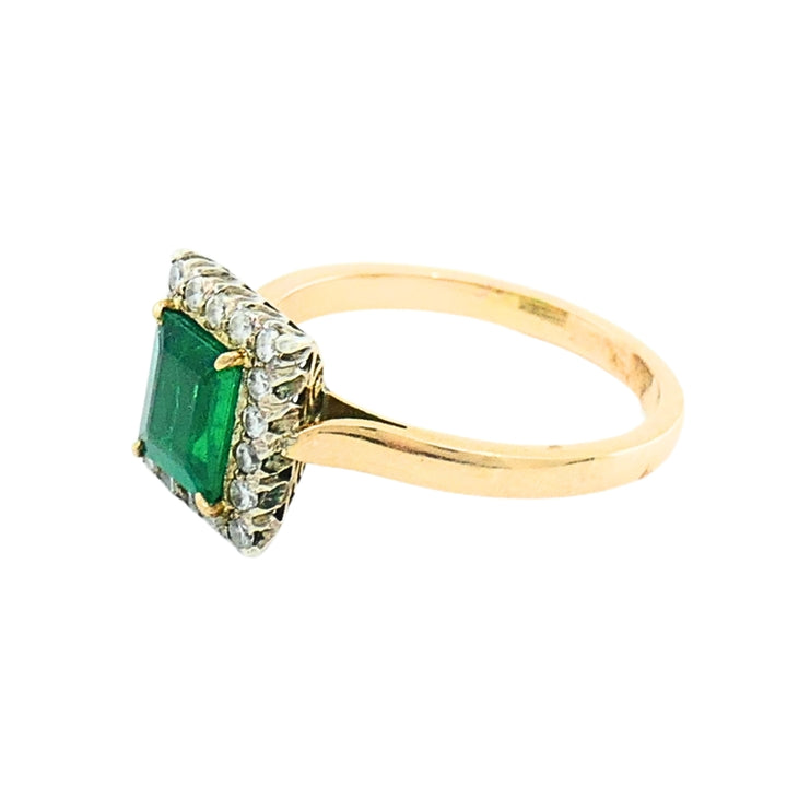 Emerald Ring Vintage 14k Gold Diamond