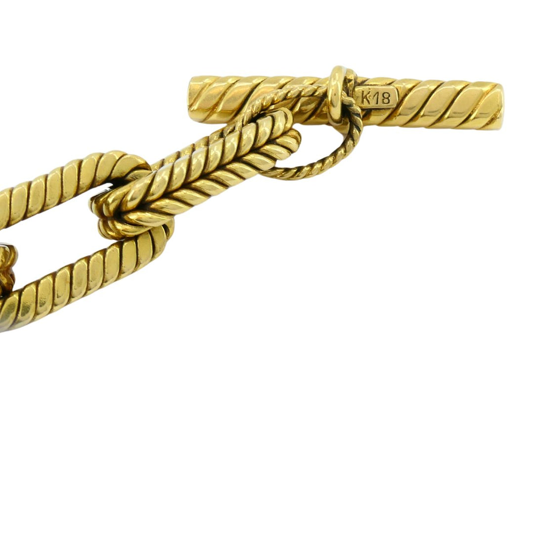 Vintage Italian 18k Yellow Gold Rope Link Toggle Bracelet