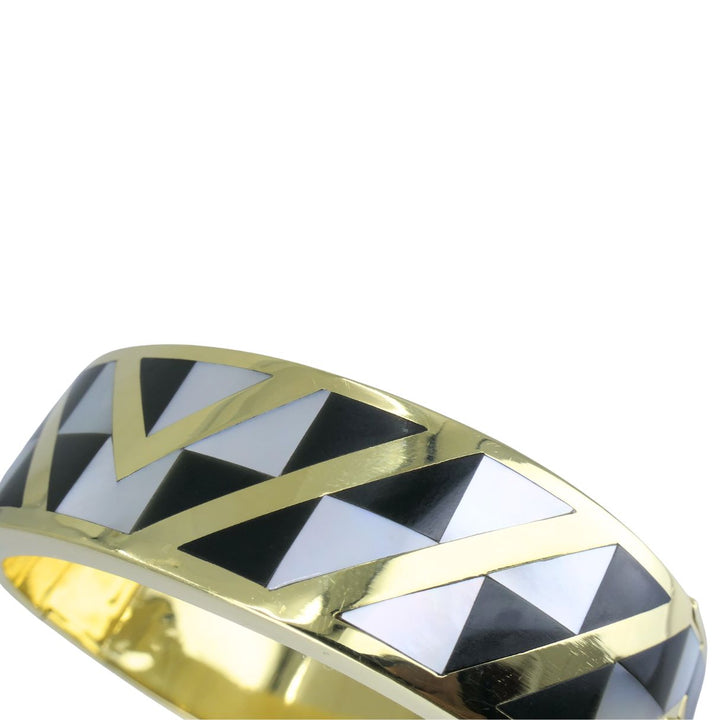 Angela Cummings Tiffany & Co. 1986 18k Gold Onyx Mother of Pearl Inlay Bracelet