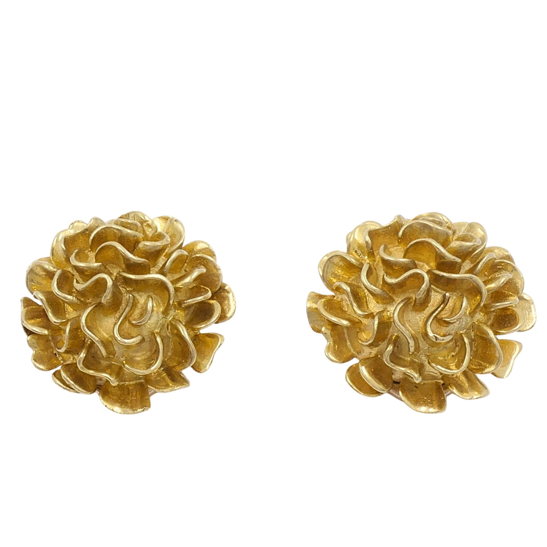 Vintage Kutchinsky 18k Gold Floral Cluster Clip-On Earrings, London