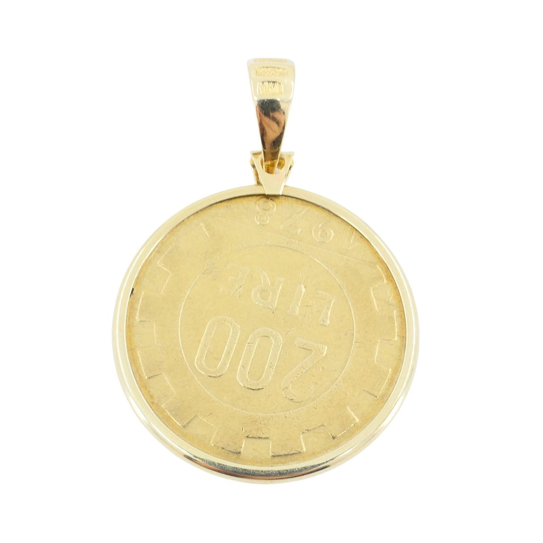 Italian 14k Gold Lire Coin Pendant