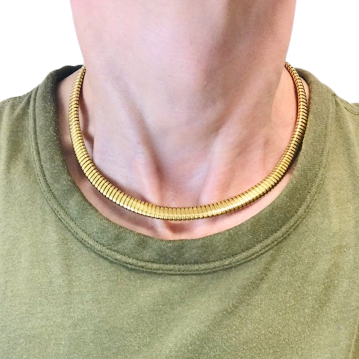 Vintage Tubogas Necklace 18k Gold Estate Jewelry