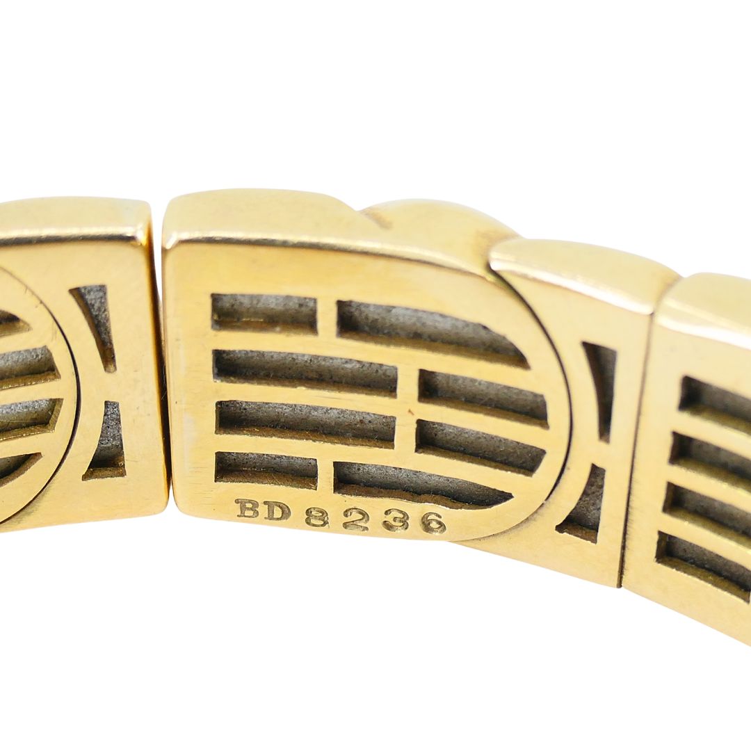 Vintage Bvlgari 18k Gold Steel Spiral Cuff Bracelet