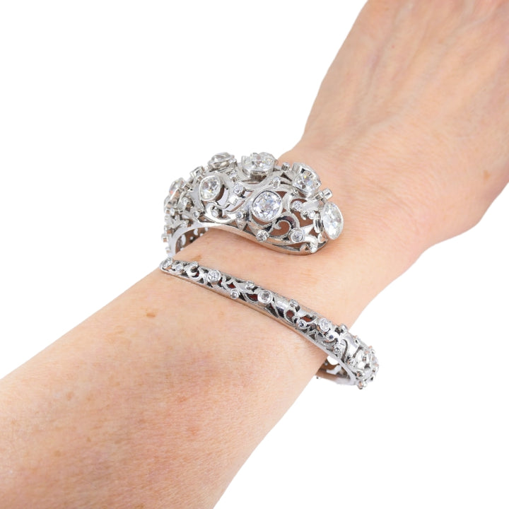 Vintage Lalaounis Snake Bracelet Platinum Diamond 16 carats Bangle