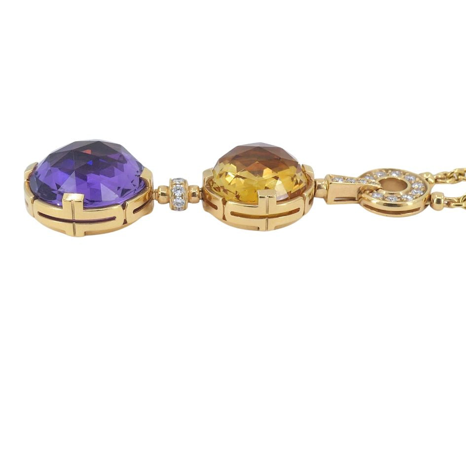 Bvlgari 18k Gold Amethyst Citrine Diamond Parentesi Lavalier Necklace