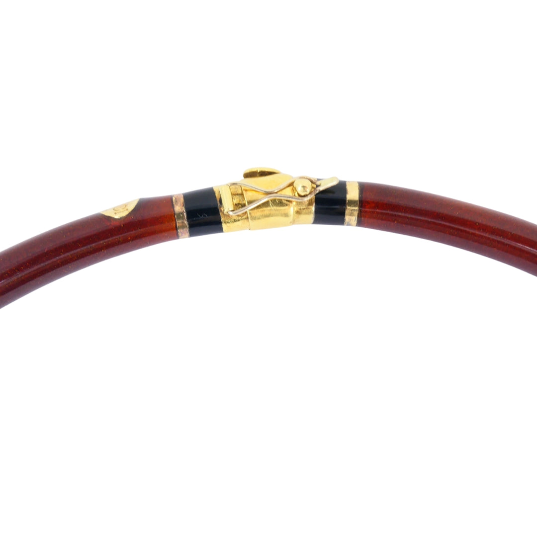 Vintage Gucci 18k Gold Enamel Necklace