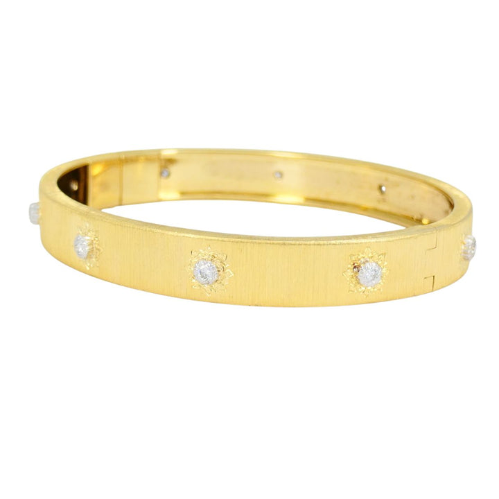 Vintage Buccellati 18k Gold Diamond Bangle Bracelet