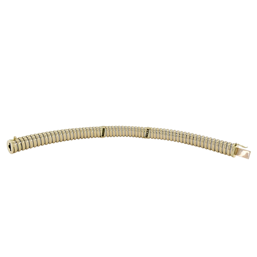 Vintage Cartier 18k Gold & Stainless Steel Tubogas Diamond Bracelet
