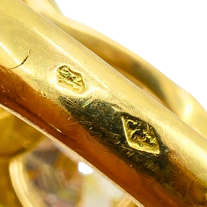 1950s Ring 18k Gold Cocktail Ring Old European Cut Diamond